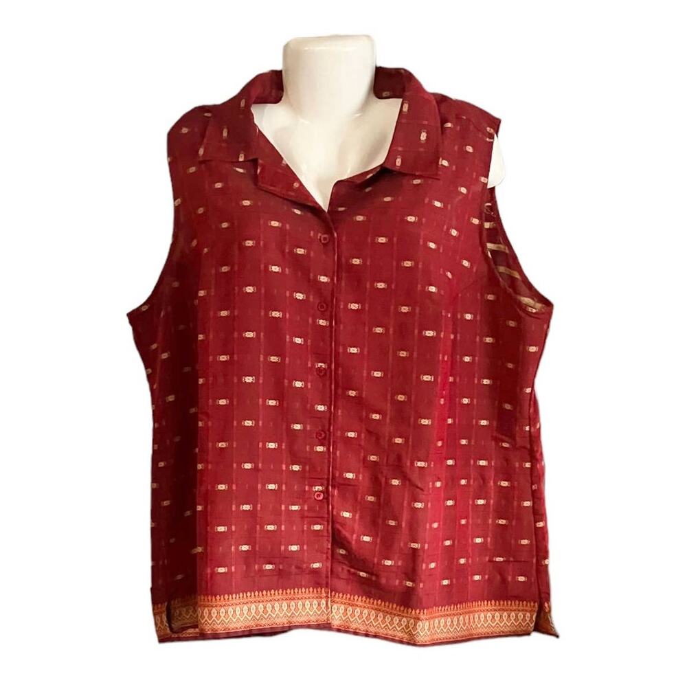 White Stag Women's Verry Berry Sleeveless Button-Down Shirt | Size 22/24W